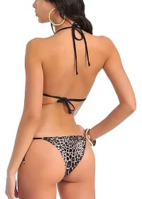 Yooo Shopi Stylish Animal Printed Velvet Embellished Bikini Bra Panty Lingerie Set hot for Women-thumb1