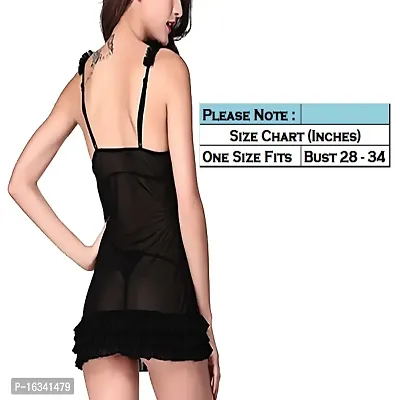 Net Babydoll night dress with matching panty for women sleepwear Combo Offer Black  Black-thumb4