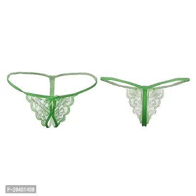 Women girls ladies panty briefs hipster bikini thong panties G-String lace panties low rise G-string thong underwear T-String Panties briefs Green Free Size 32 to 40 in Pack of 2