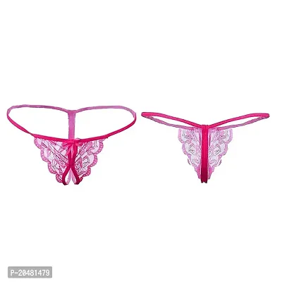 Women girls ladies panty briefs hipster bikini thong panties G-String lace panties low rise G-string thong underwear T-String Panties briefs Pink Free Size 32 to 40 in Pack of 2-thumb0