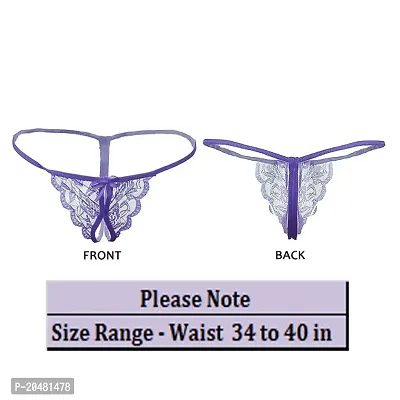 Women girls ladies panty briefs hipster bikini thong panties G-String lace panties low rise G-string thong underwear T-String Panties briefs Navy Blue Free Size 32 to 40 in Pack of 2-thumb4