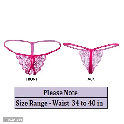 Women girls ladies panty briefs hipster bikini thong panties G-String lace panties low rise G-string thong underwear T-String Panties briefs Pink Free Size 32 to 40 in Pack of 2-thumb4