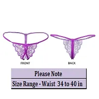 Women girls ladies panty briefs hipster bikini thong panties G-String lace panties low rise G-string thong underwear T-String Panties briefs Purple Free Size 32 to 40 in Pack of 2-thumb1