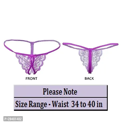 Women girls ladies panty briefs hipster bikini thong panties G-String lace panties low rise G-string thong underwear T-String Panties briefs Purple Free Size 32 to 40 in Pack of 2-thumb2