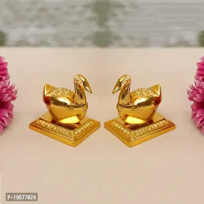 CRAFTAM Metal Swan Shape Sindoor Box Sindur Dani Kumkum Box for Wedding Gift (2 Pcs)-thumb0