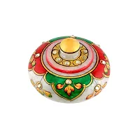 Craftam Marble Sindoor Dani, Sindoor Box, Kumkum Bharani Box (7.5 Cm X 7.5 Cm X 5 Cm) (Leaf)-thumb3