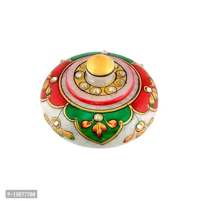 Craftam Marble Sindoor Dani, Sindoor Box, Kumkum Bharani Box (7.5 Cm X 7.5 Cm X 5 Cm) (Leaf)-thumb4