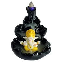 CRAFTAM Fountain Smoke Backflow Incense Holder and Ganesha Idol with10 Incense Cone Decorative Showpiece (Size: 10X10X10 cm)-thumb1