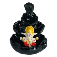 CRAFTAM Fountain Smoke Backflow Incense Holder and Ganesha Idol with10 Incense Cone Decorative Showpiece (Size: 10X10X10 cm)-thumb2