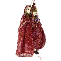 Craftam Rajasthani Handicrafts Colorful Wooden Face String Rajasthani Puppet Kathputli in Pair ( Random Color)-thumb4