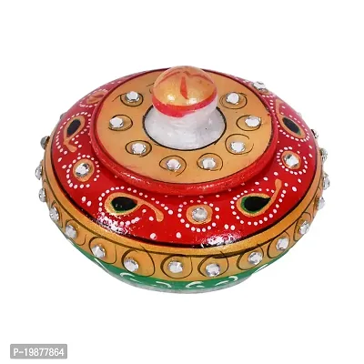 Craftam Marble Sindoor Dani, Sindoor Box, Kumkum Bharani Box (7.5 Cm X 7.5 Cm X 5 Cm)