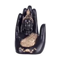 Craftam Resin Buddha Idol, Raksha Bandhan Greeting, Roli Rice Pack and 4 Rakhi Gifts Combo Set (Black and Golden, 10 cm x 7 cm x 16 cm)-thumb2