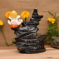 Craftam PolyResin Big Size Ganesha Sitting Near Fountain Smoke Backflow Cone Incense Holder Decorative Showpiece with 20 Free Smoke Backflow Scented Cone for Gifts, Home D?cor-thumb4