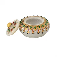 Craftam Marble Sindoor Dani, Sindoor Box, Kumkum Bharani Box (7.5 Cm X 7.5 Cm X 5 Cm) White-thumb3