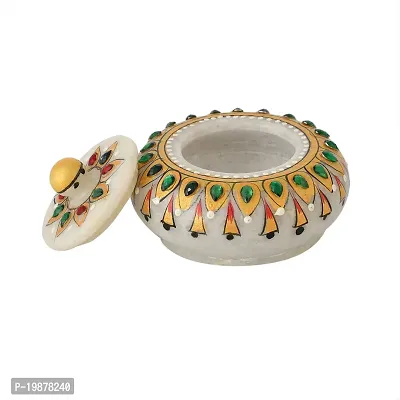 Craftam Marble Sindoor Dani, Sindoor Box, Kumkum Bharani Box (7.5 Cm X 7.5 Cm X 5 Cm) White-thumb4