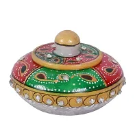 CRAFTAM Marble Sindoor Dani, Sindoor Box, Kumkum Bharani Box (7.5 Cm X 7.5 Cm X 5 Cm)-thumb1