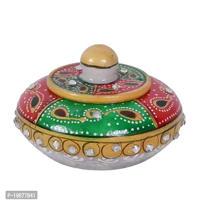 CRAFTAM Marble Sindoor Dani, Sindoor Box, Kumkum Bharani Box (7.5 Cm X 7.5 Cm X 5 Cm)-thumb2