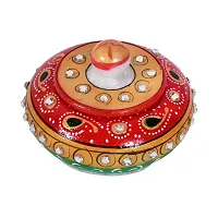 Craftam Marble Sindoor Dani, Sindoor Box, Kumkum Bharani Box (7.5 Cm X 7.5 Cm X 5 Cm)-thumb1