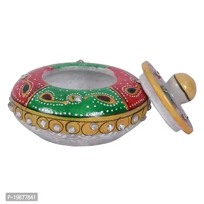 CRAFTAM Marble Sindoor Dani, Sindoor Box, Kumkum Bharani Box (7.5 Cm X 7.5 Cm X 5 Cm)-thumb5