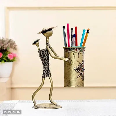 Craftam Wrought Iron Mother and Baby Pen Stand Pencil Holder for Office Table