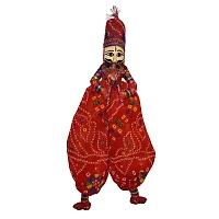 Craftam Rajasthani Handicrafts Colorful Wooden Face String Rajasthani Puppet Kathputli in Pair ( Random Color)-thumb1