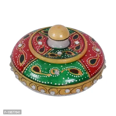 CRAFTAM Marble Sindoor Dani, Sindoor Box, Kumkum Bharani Box (7.5 Cm X 7.5 Cm X 5 Cm)