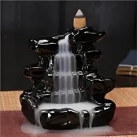 CRAFTAM Polyresin Smoke Backflow Fountain with 10 Free Backflow Cones Showpiece Figurine for Gift (10 x 7 x 10 cm, Black)-thumb1