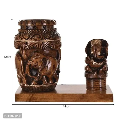 CRAFTAM Nature Wooden Pen Stand With Ganesha for Child Desk, Office Use and Gifts-thumb4