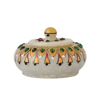 Craftam Marble Sindoor Dani, Sindoor Box, Kumkum Bharani Box (7.5 Cm X 7.5 Cm X 5 Cm) White-thumb4