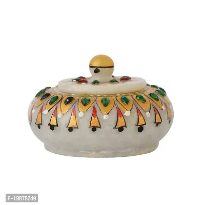 Craftam Marble Sindoor Dani, Sindoor Box, Kumkum Bharani Box (7.5 Cm X 7.5 Cm X 5 Cm) White-thumb5