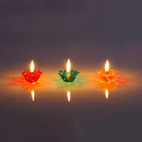 CRAFTAM Transparent Hard Plastic Multicolor Floating Diya for Diwali Decoration and Gifts (Set of 12)-thumb1