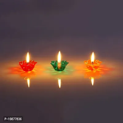 CRAFTAM Transparent Hard Plastic Multicolor Floating Diya for Diwali Decoration and Gifts (Set of 12)-thumb2