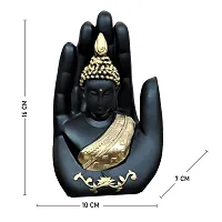 Craftam Handcrafted Palm Buddha Polyresin Showpiece for Home Decor, Diwali Gifts, Office, Study Table (Black and Golden)-thumb4