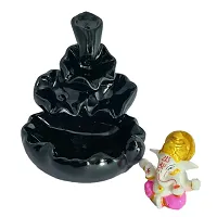 CRAFTAM Fountain Smoke Backflow Incense Holder and Ganesha Idol with10 Incense Cone Decorative Showpiece (Size: 10X10X10 cm)-thumb3
