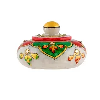 Craftam Marble Sindoor Dani, Sindoor Box, Kumkum Bharani Box (7.5 Cm X 7.5 Cm X 5 Cm) (Leaf)-thumb2