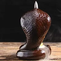 Craftam Polyresin Naag with Shivling Smoke Backflow Cone Incense Holder Decorative Showpiece with 30 Free Smoke Backflow Scented Cone Incenses-thumb2