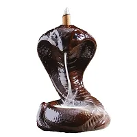 Craftam Polyresin Naag with Shivling Smoke Backflow Cone Incense Holder Decorative Showpiece with 30 Free Smoke Backflow Scented Cone Incenses-thumb1