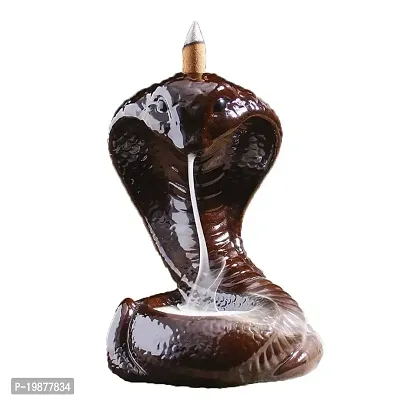 Craftam Polyresin Naag with Shivling Smoke Backflow Cone Incense Holder Decorative Showpiece with 30 Free Smoke Backflow Scented Cone Incenses-thumb2