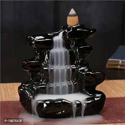 CRAFTAM Polyresin Smoke Backflow Fountain with 10 Free Backflow Cones Showpiece Figurine for Gift (10 x 7 x 10 cm, Black)