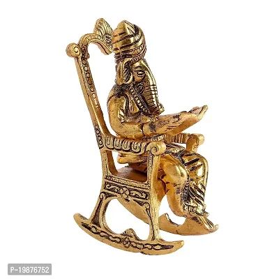 CRAFTAM Oxidised Golden Lord Ganesha Statue Sitting On A Chair and Reading Ramayan Figurine of Lord Ganesh for Home Decorative and Gifts (6 inch, Gold)-thumb5