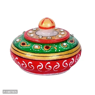 Craftam Marble Sindoor Dani, Sindoor Box, Kumkum Bharani Box (7.5 Cm X 7.5 Cm X 5 Cm)