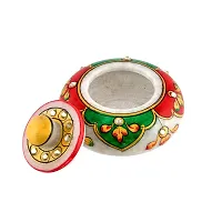 Craftam Marble Sindoor Dani, Sindoor Box, Kumkum Bharani Box (7.5 Cm X 7.5 Cm X 5 Cm) (Leaf)-thumb4