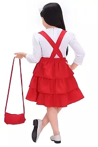 Fabulous Red Cotton Blend Self Pattern Frock For Girls-thumb1