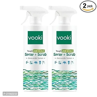 Vooki Ecofriendly Tough Lime Scale Hard Water Stain Remover, Spray and Scrub Cleaner for Bathroom, Taps, Faucet, Basins, Showers And Floor Tiles Cleaner- 500 ml (Pack of 2)