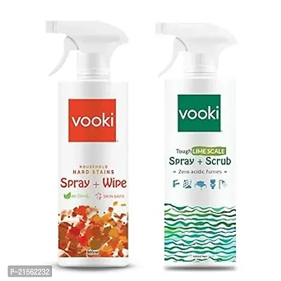 Vooki Ecofriendly Hard Stains Spray and Lime Scale Stain Descaler Remover Spray, 500 Ml Each - (Combo Pack of 2)