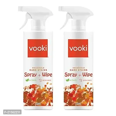 Vooki Ecofriendly Hard Stains Spray and Wipe for Toughest House Hold Stains 500 Ml - (Pack of 2)