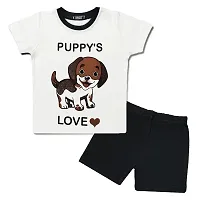 TARSIER Baby Boys Cotton T-shirt and shorts set ( 6-12 months ) [puppy-white ,vibe -black ]-thumb3