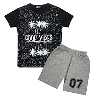 TARSIER Baby Boys Cotton T-shirt and shorts set ( 6-12 months ) [puppy-white ,vibe -black ]-thumb2