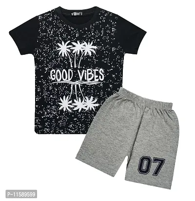 TARSIER Baby Boys Cotton T-shirt and shorts set ( 6-12 months ) [puppy-white ,vibe -black ]-thumb3