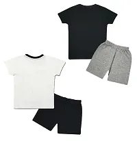 TARSIER Baby Boys Cotton T-shirt and shorts set ( 6-12 months ) [puppy-white ,vibe -black ]-thumb1